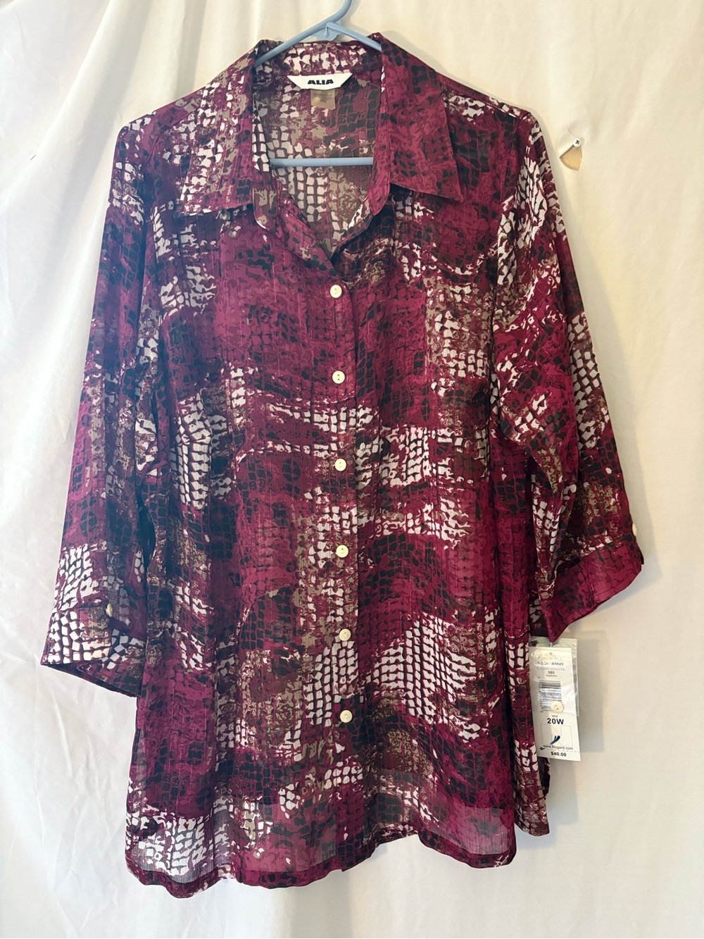 Alia Wine Red Printed Button-Down Shirt